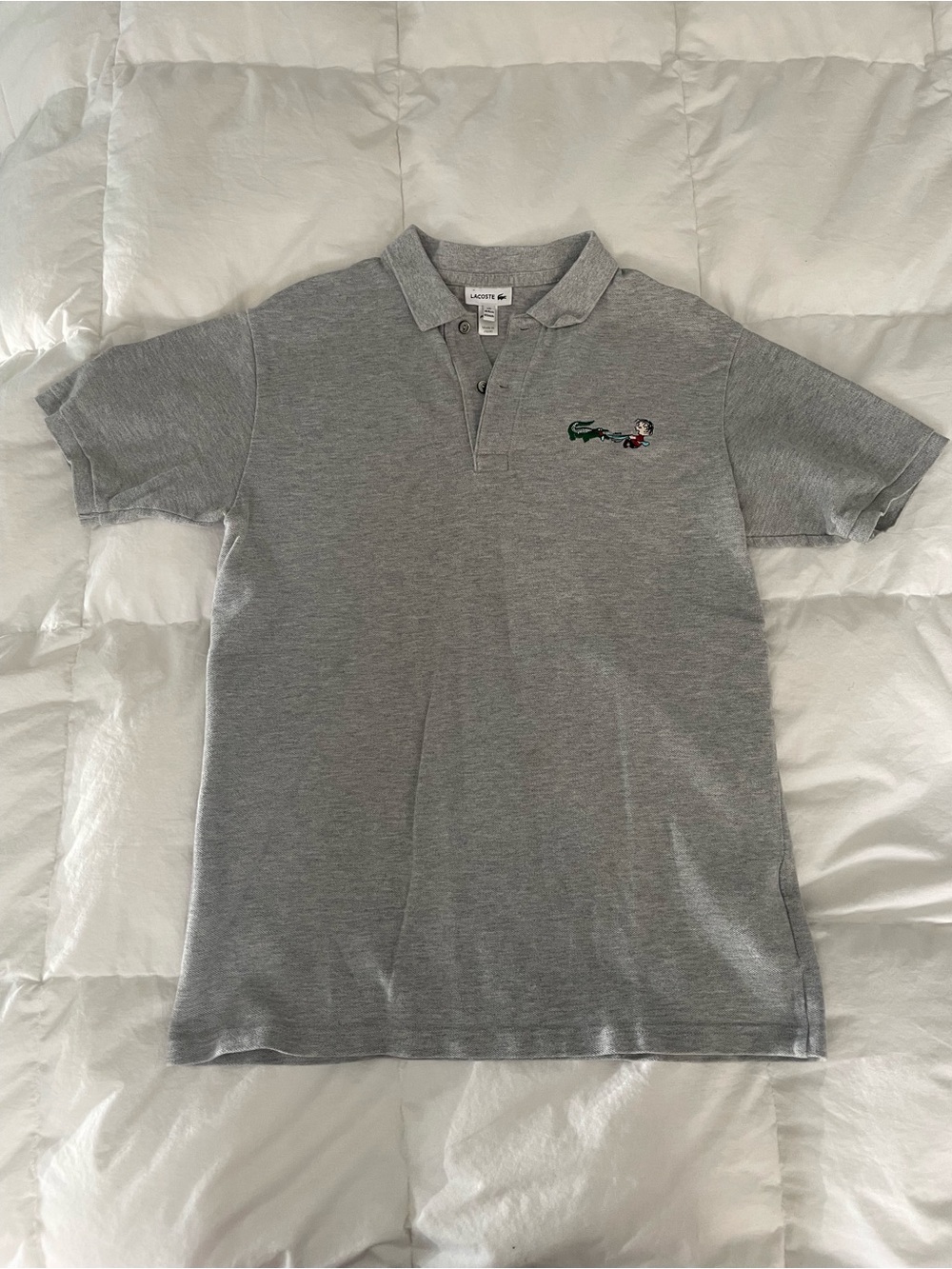 Lacoste Gray Polo w/ RARE Crocodile and pigpen snoopy Charlie Brown - Picture 2 of 7